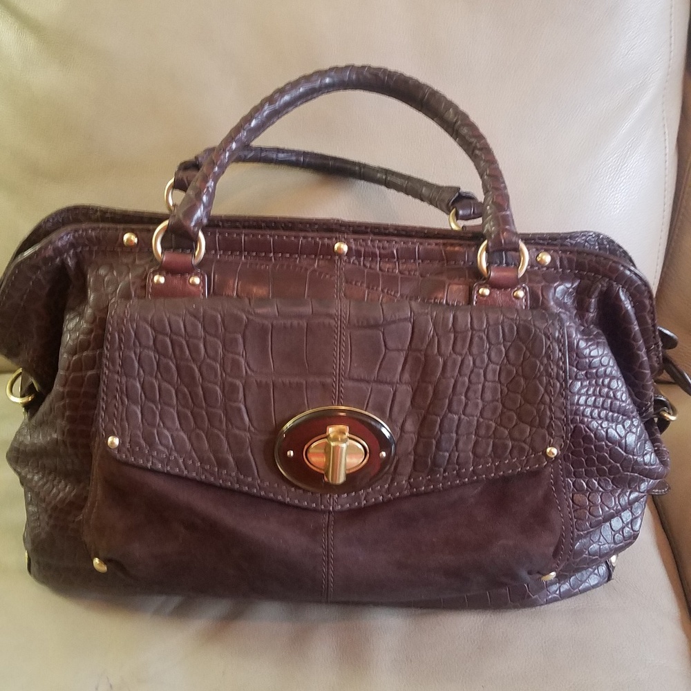 Brown, Leather - embossed Coach bag